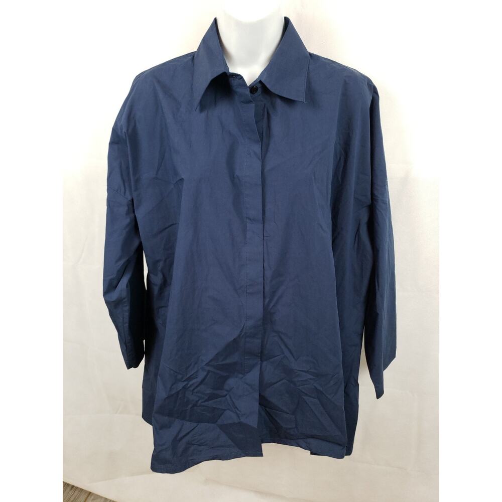 Womens OSKA Kansa denim PT‎ Shirt button up Size M navy blue cotton Top